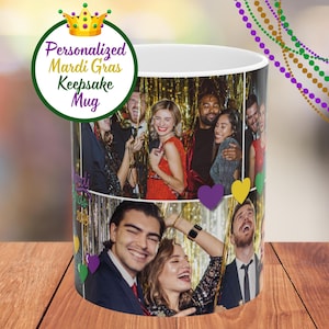 Mardi Gras Ceramic Mug Personalized Mardi Gras 2025 Keepsake Custom Mardi Gras Gift Custom Mardi Gras Souvenir Mardi Gras Photo Collage
