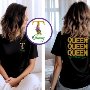 Personalized Mardi Gras Short Sleeve Monogrammed Mardi Gras Shirt Queen of Mardi Gras Shirt Mardi Gras Shirt Women Mardi Gras Gift for Her
