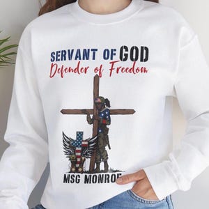 Personalized Female Veteran Sweatshirt Woman Military Christian Shirt Religious Gift for Veteran&#39;s Day Promotion Graduation Retirement Gift