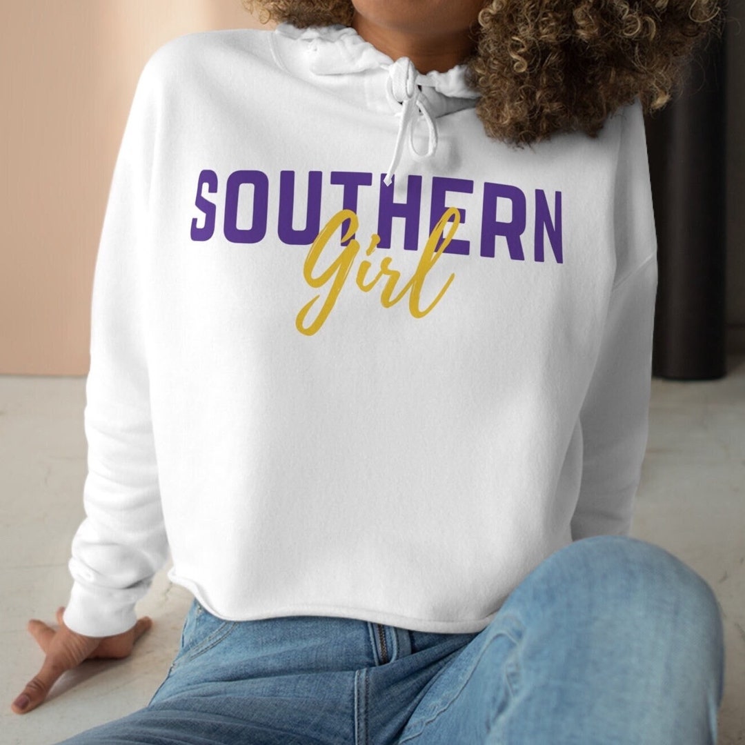 Southern Girl Crop Top Hoodie, Louisiana State Shirt Womens Sweatshirt