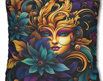 Elegant Mardi Gras Pillow Cover Masquerade Mardi Gras Decor Mardi Gras Throw Pillow Mardi Gras Party Mardi Gras Gift, Mardi Gras Carnival