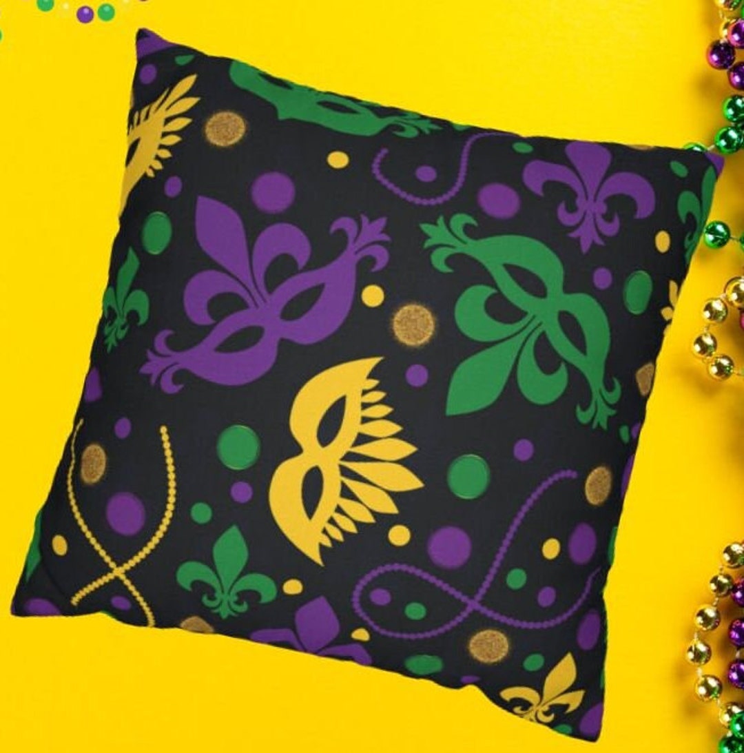 Mardi Gras Fleur De Lis Pillow Cover Louisiana Mardi Gras Mask Decor