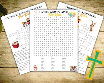 Kids Christian Crossword Puzzle Easter Word Search Puzzle Bible Study Church Event Games  Christian Games Bible Puzzle Games Church Game