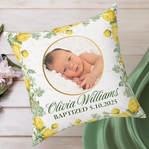 Personalized Baptism Pillow Baptism Gift Decorative Christening Gift For Girls Boys Nursery Room Decor Kids Room Keepsake Baby Room Decor