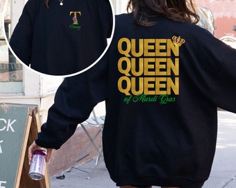 Sudadera con cuello redondo de reina de Mardi Gras personalizada Camisa de reina de Mardi Gras Camisa de Mardi Gras personalizada Regalo de Mardi Gras para mujer