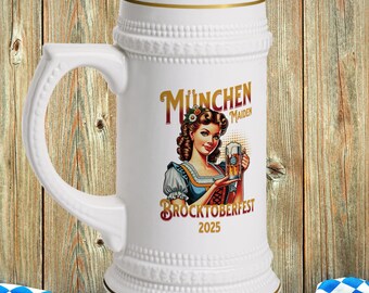 Jarra de cerveza Brocktoberfest 2025, festival de la cerveza alemana, jarra de cerveza bávara, taza para fiesta del Oktoberfest, regalo para amantes de la cerveza, recuerdo del Oktoberfest