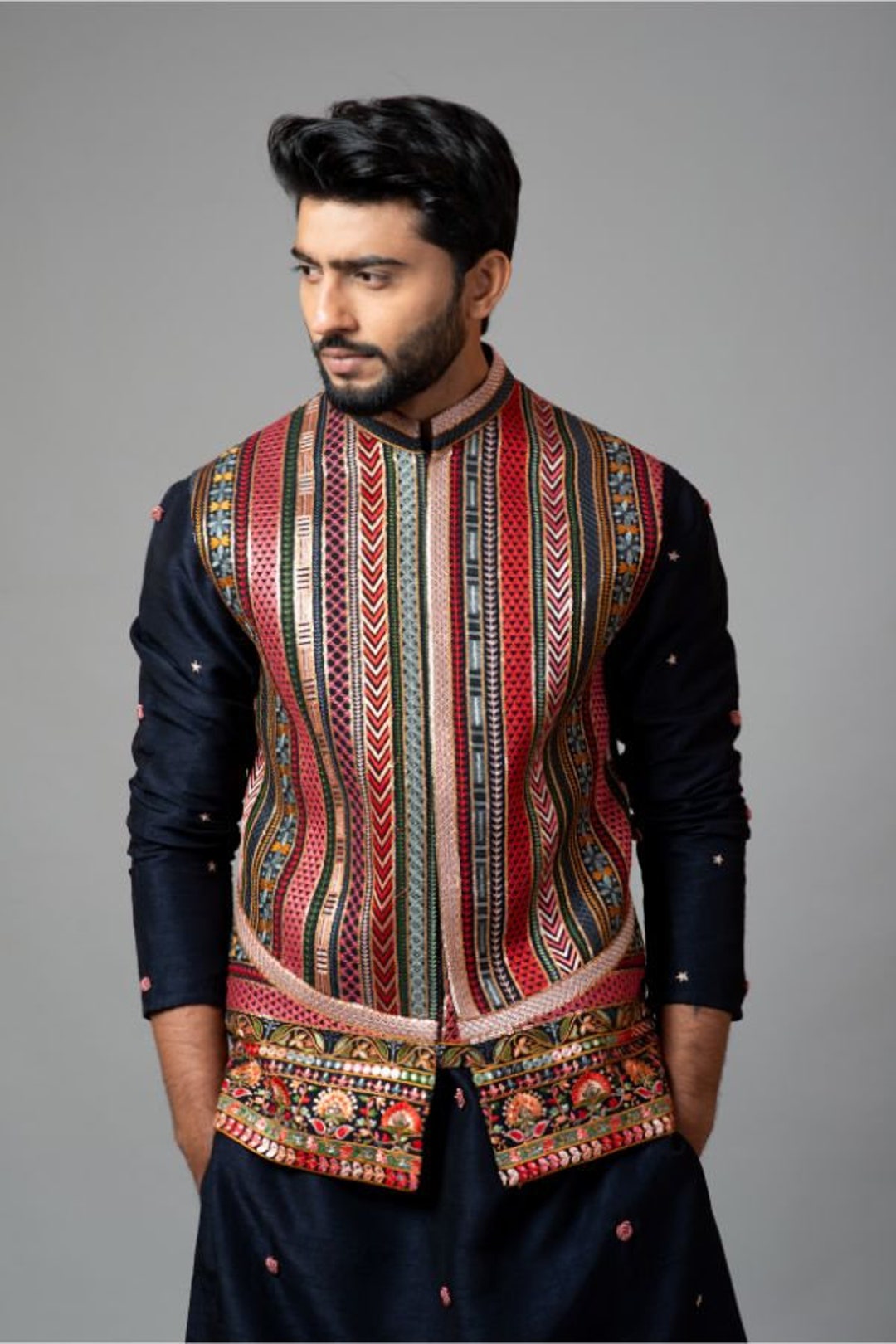 ジャケット・アウター Ethnic Embroided Design No Collar Jacket il_1080xN.5121243006_6wah.jpg