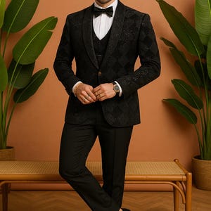 Schwarzer Samt-Schal Revers Frack: Maßgeschneiderte Bräutigam-Kleidung