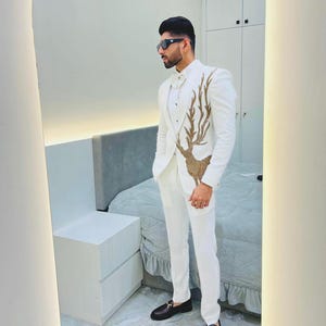 Ivory Luxury Designer Tuxedo Suit – Custom Shawl Lapel Groom Wear | Kph Outfits