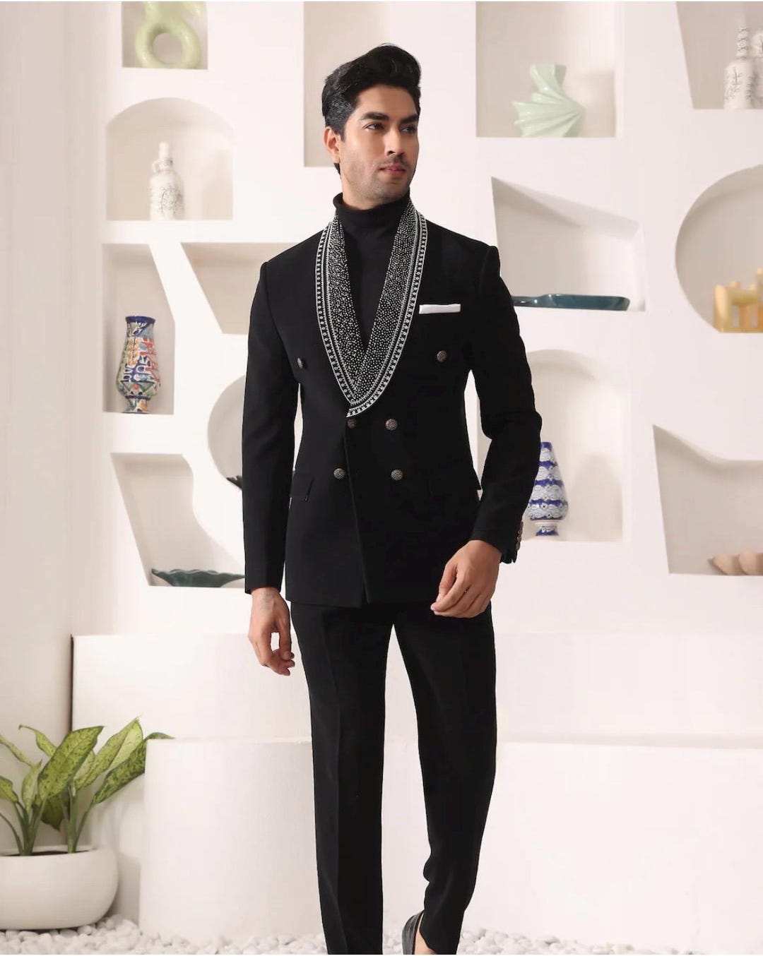 Buy Black Armani Double-breasted Tuxedo Suit for Men – Groom Formal Event  Elegance Kph Outfits Online in India