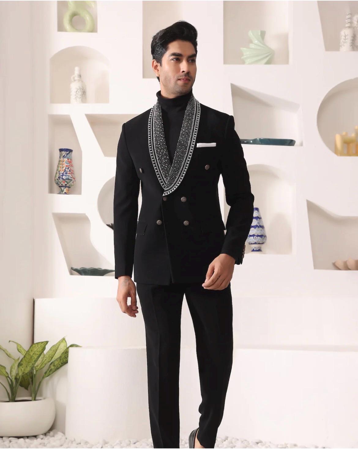 Black Double-breasted Armani Tuxedo Suit – Executive Formal Wear