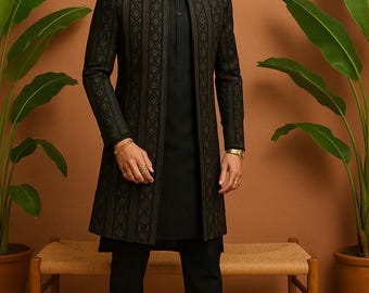 Black Lakhnavi Embellished Indo-Western Shrug Set – Groom Fashion | Kph Outfits