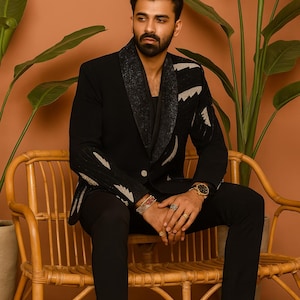 Men’s Black Armani Designer Tuxedo Suit – Groom Wedding Reception | Kph Outfits