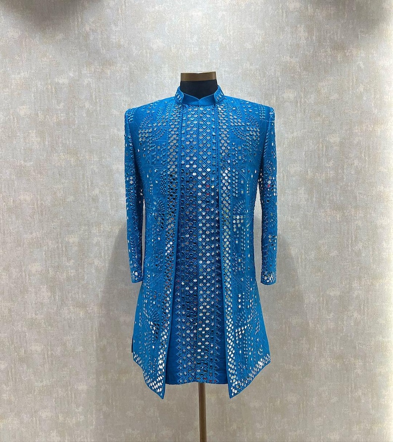 front view mirror-embroidered Indo-Western set – Kph Outfits