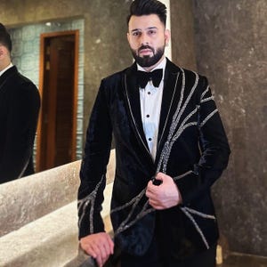Hand Made Black Velvet Designer Tuxedo Suit – Groom  Wedding Wear | Kph Outfits