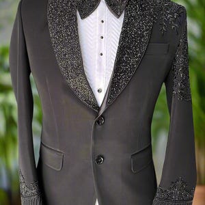close-up embroidery detail on lapel tuxedo – Kph Outfits