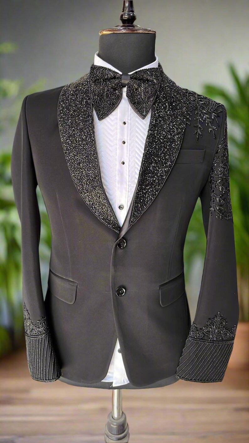 close-up embroidery detail on lapel tuxedo – Kph Outfits