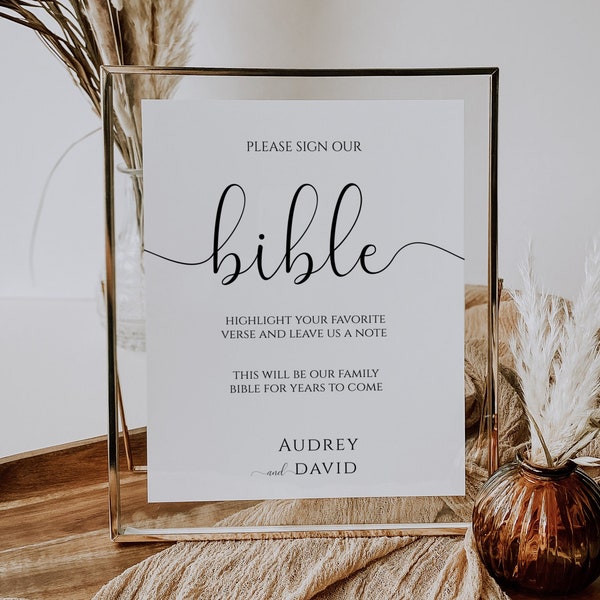 Wedding Bible Guest Book Sign, Please Sign Our Bible, Wedding Bible Guest Book Sign Template Wedding Bible Guestbook Instant Download EWP001