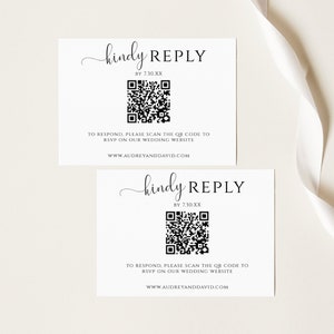 Minimalist Rsvp Card, Wedding Rsvp Card With Qr Code, Rsvp Card Template Qr Code, Wedding Rsvp Card Diy Template, Modern Rsvp Card EWP001