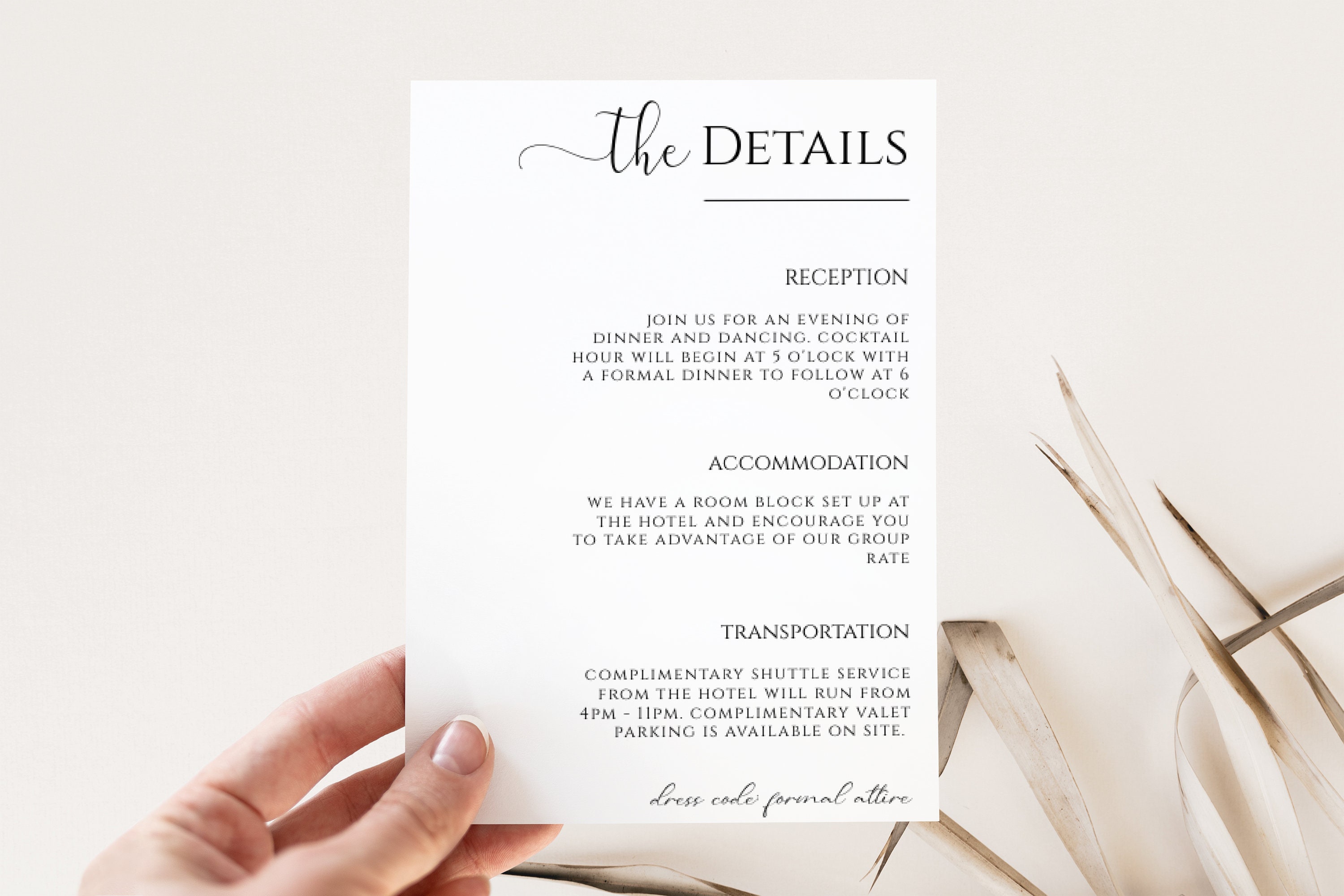 Wedding Details Card With Dress Attire, Minimalist Details Card for Wedding, Invitation Insert, Modern Wedding Details Card Template EWP001 - Etsy Wedding Details Card With Dress Attire, Minimalist Details Card for Wedding, Invitation Insert, Modern Wedding Details Card Template EWP001 - Etsy