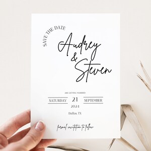 Moderne typografische Save The Date-sjabloon, Canva Save The Date-sjabloon, bewerkbare minimalistische Save The Date-kaart, typografische sjabloon Canva