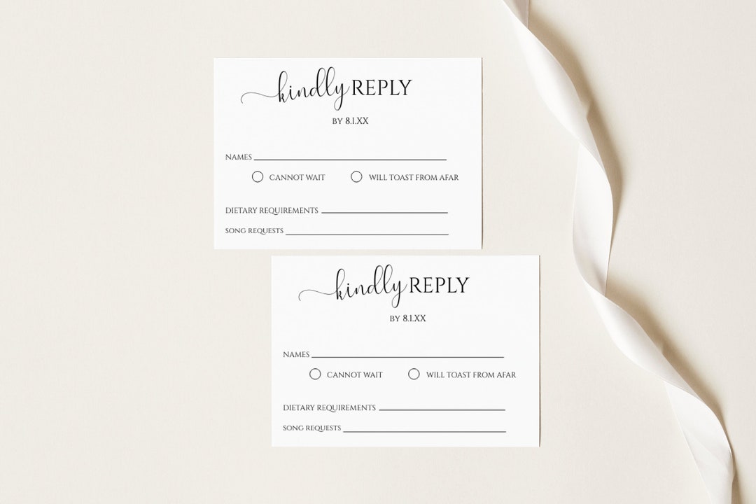 Rsvp Card Template With Song Request, Rsvp Card Dietary Requirements