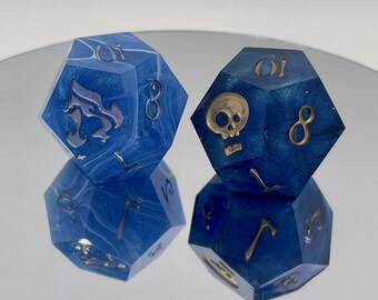Handmade Duality Resin Dice D12 pair for Daggerheart - Lambent Reaches