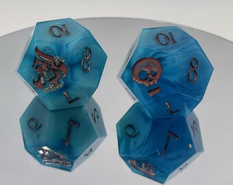 Handmade Duality Resin Dice D12 pair for Daggerheart - Sea of Dirges