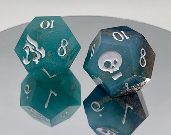 Handmade Duality Resin Dice D12 pair for Daggerheart - Tempest's Trial