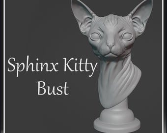 Sphinx kitty 3d printed bust for miniature painters
