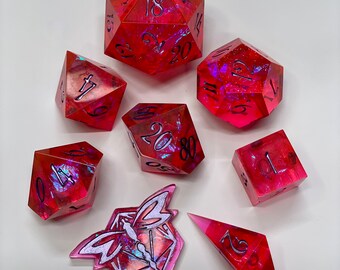 Handmade Pink Resin Dice Set: "Arcane Vortex" D&D Dice