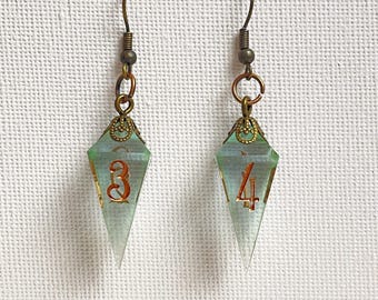 Sea green handmade D4 earrings with antique gold findings