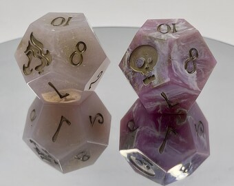Handmade Duality Resin Dice D12 pair for Daggerheart - Shadowfen