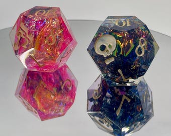 Handmade Duality Resin Dice D12 pair for Daggerheart - Pride and Purpose