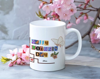 Taza de ceramica 11oz, texto dia, de las madres, personalizada,