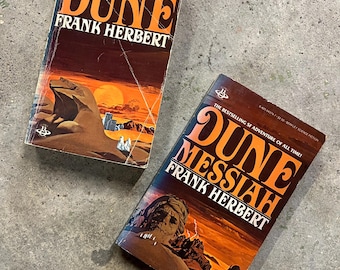 Dune and Dune Messiah, 2 vintage sci-fi novels by Frank Herbert