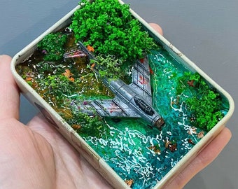 Aircraft tank micro landscape simulation scene, miniature model creative DIY crafts, Handmade Models,  Handmade Ornaments  ,iffuser box