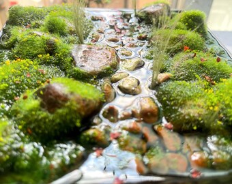 Stream micro landscape simulation scene, chassis decoration,handmade home decoration,diffuser gift,iffuser box creative gift