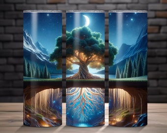Tree of Life Inspired Design for 20oz Skinny Tumblers, Spiritual Nature Digital Art, PDF/PNG Download, Mystical Forest Decor, Nature Lover