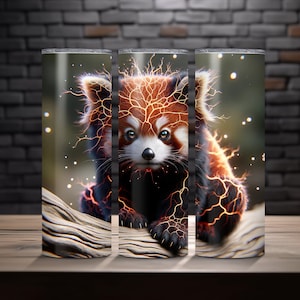 Red Panda 20 oz Skinny Tumbler Sublimation Design Descarga digital PNG PDF Descarga DIGITAL instantánea solamente, Panda rojo eléctrico, Amante de los animales