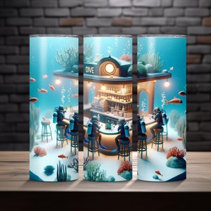 Dive Bar 20 oz Skinny Tumbler Sublimation Design, PNG, PDF, Instant DIGITAL Download Only, Scuba Dive, Funny Tumbler Wrap, Ocean Lover Gift