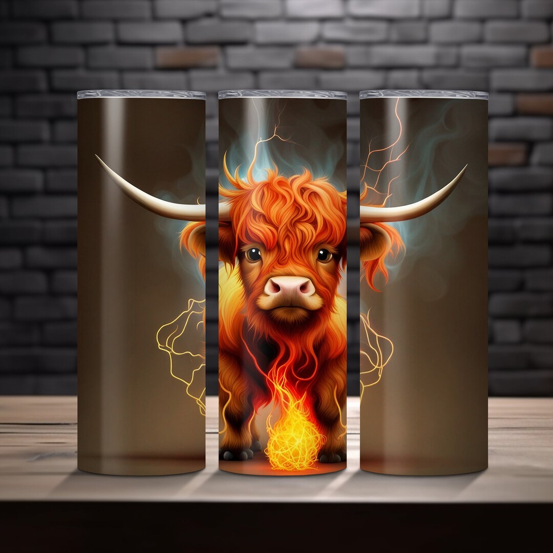 Cute Highland Cow 20 Oz Skinny Tumbler Sublimation Design Digital ...