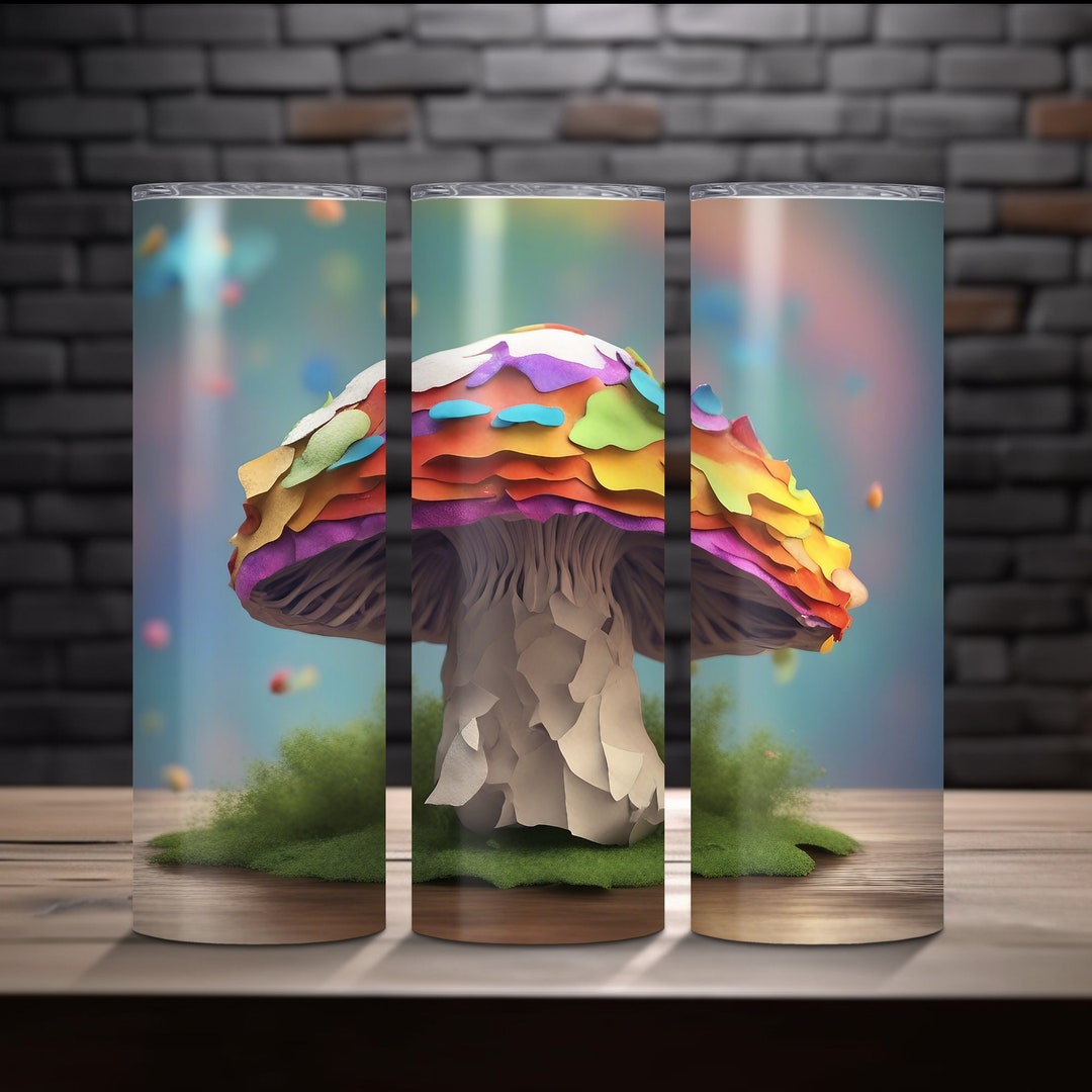 Rainbow Mushroom 20 Oz Skinny Tumbler Sublimation Design Digital ...