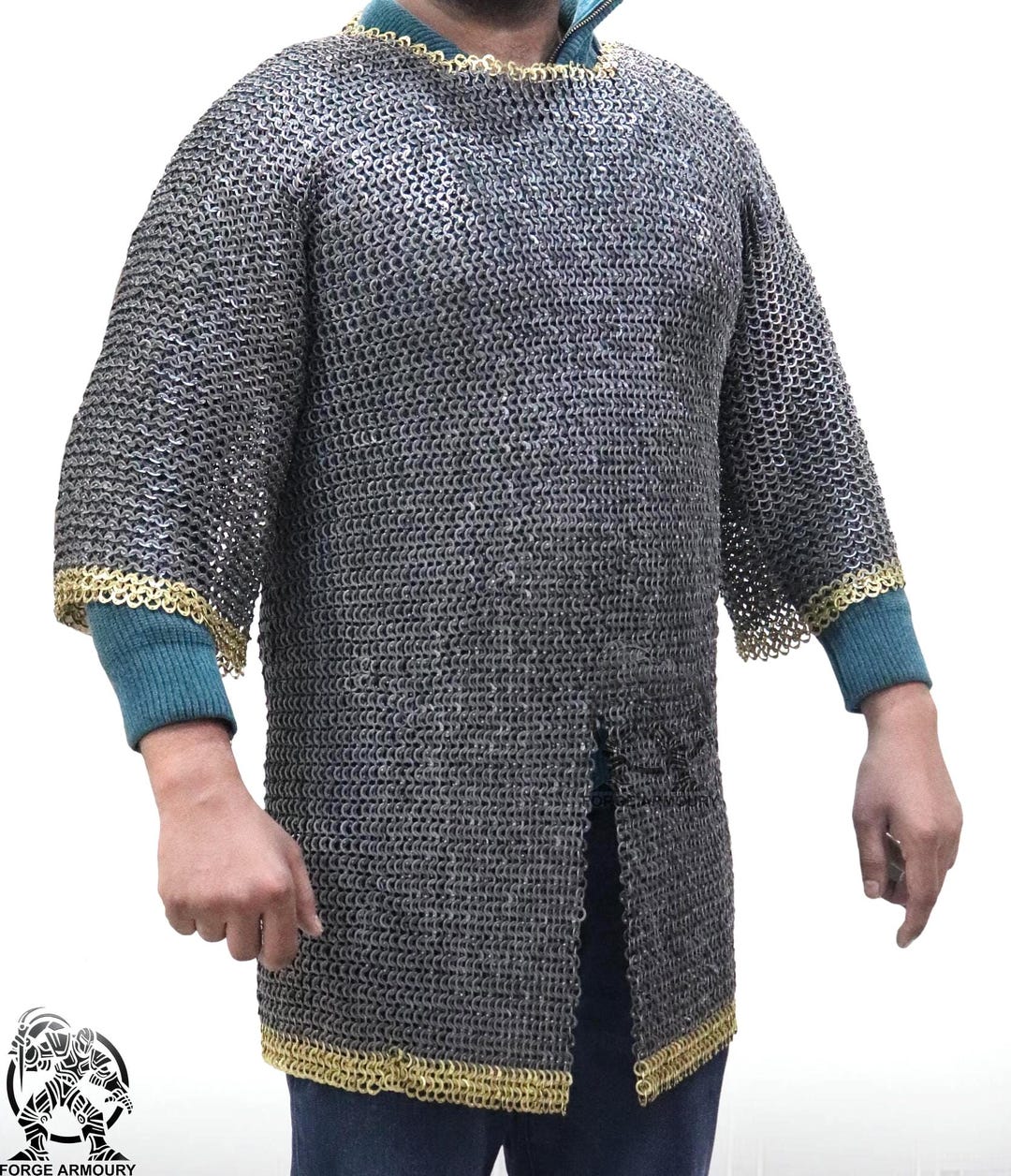 Forge Armoury Stainless Steel Riveted Chainmail With Brass Ring Border ...