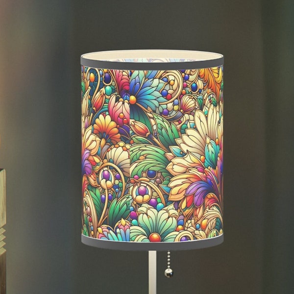 Tiffany Style Lamp Petal Stained Glass Lampshade Bedside Table Lamp Cafe Desk Wedding Gift, Reading Lamp Light