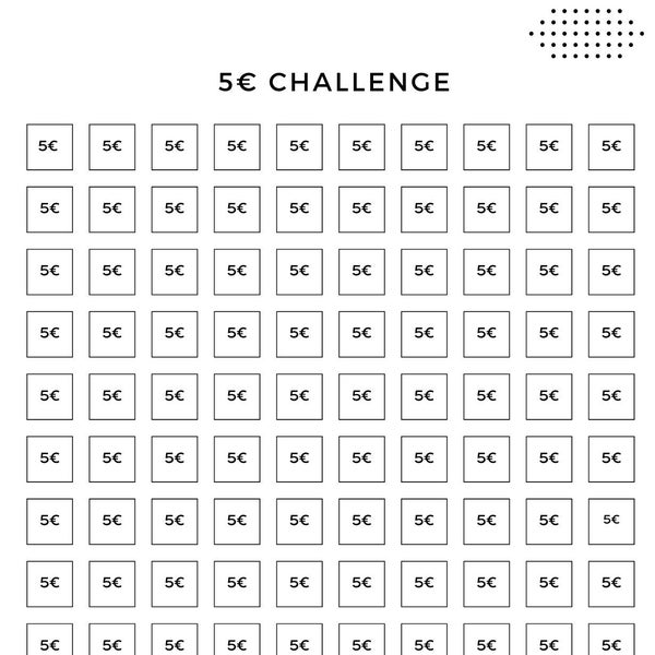 5 Euro Challenge, Sparchallenge, 100 umschlag challenge, Saving with Challenges, Savings Goal Planner Deposits, A6 Budget Planner Deposits,