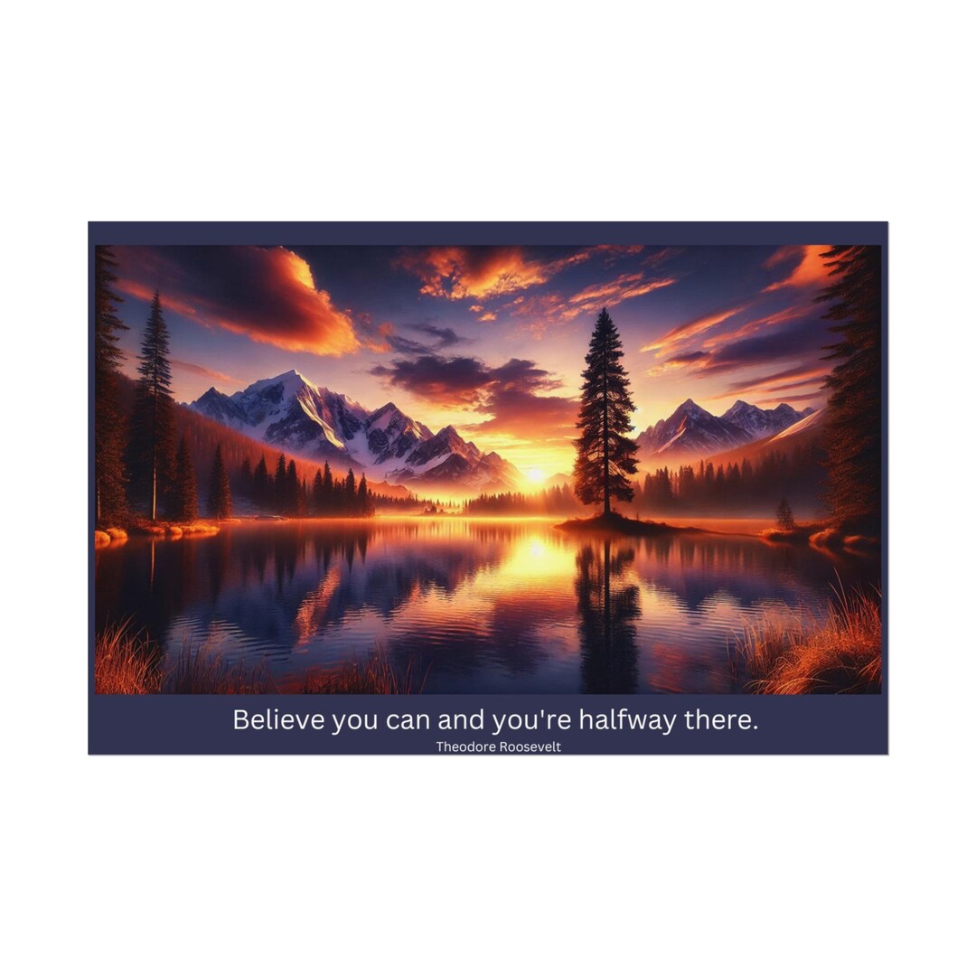 Sunrise Serenity: Motivational Mountain Landscape Art Print - Etsy