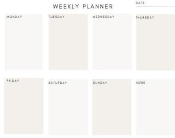 Weekly Planner Printable Landscape, Minimalist Weekly Schedule, Week At a Glance, Weekly Organizer, Office Planner, Desk Planner, A4/Letter