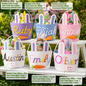 Crochet Personalized Easter Basket 2026 with Name - Custom Easter Egg Hunt Gift for Kids, Baby's First Keepsake & Spring Decor Basket image 2