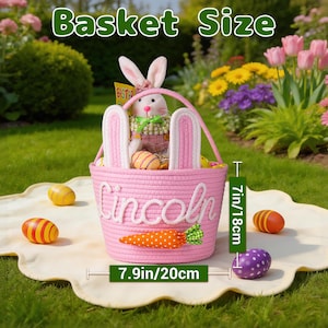 Crochet Personalized Easter Basket 2026 with Name - Custom Easter Egg Hunt Gift for Kids, Baby's First Keepsake & Spring Decor Basket image 4